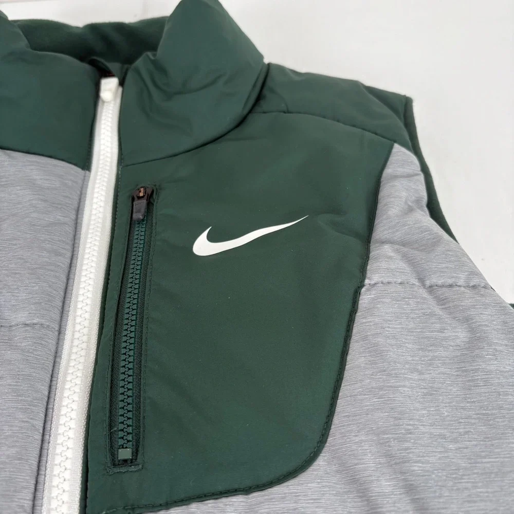 Nike Michigan State‎ Spartans Puffer Vest Mens Full Zip Gray Green Size Small